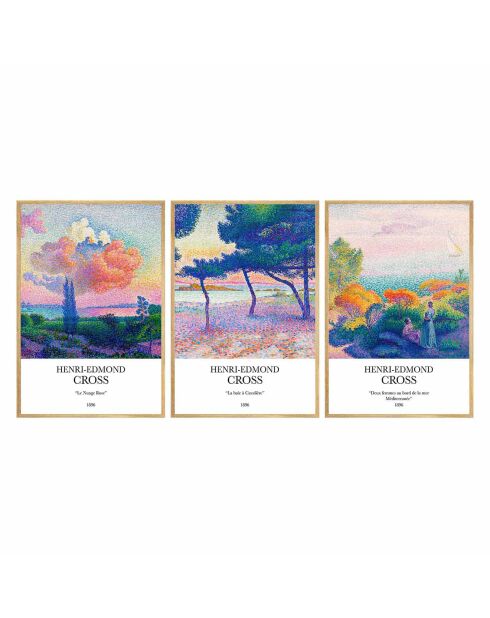 3 Peintures décoratives encadrées Paysage colorée - 50x35 cm