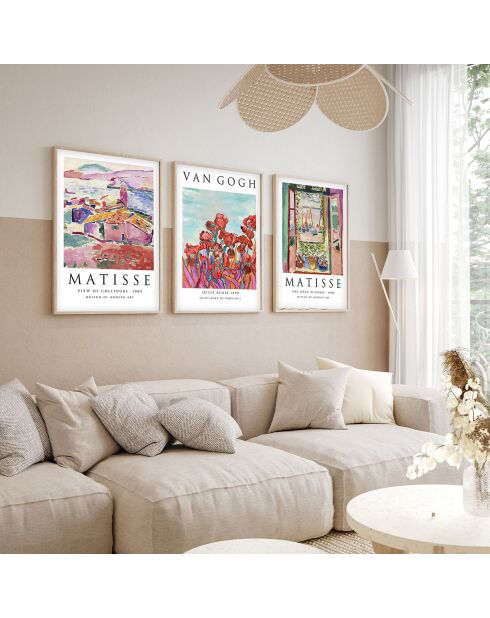 3 Peintures décoratives encadrées Vang Gogh et Matisse - 50x35 cm