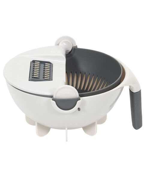 Coupe légume avec passoire intégrée gris/blanc