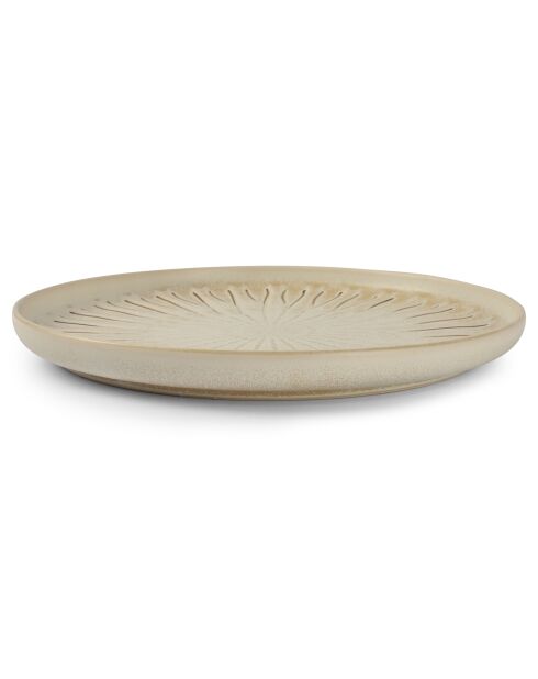 4 Assiettes plates en Porcelaine Orion blanc/brun - D.26 cm