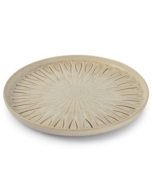 4 Assiettes plates en Porcelaine Orion blanc/brun - D.26 cm