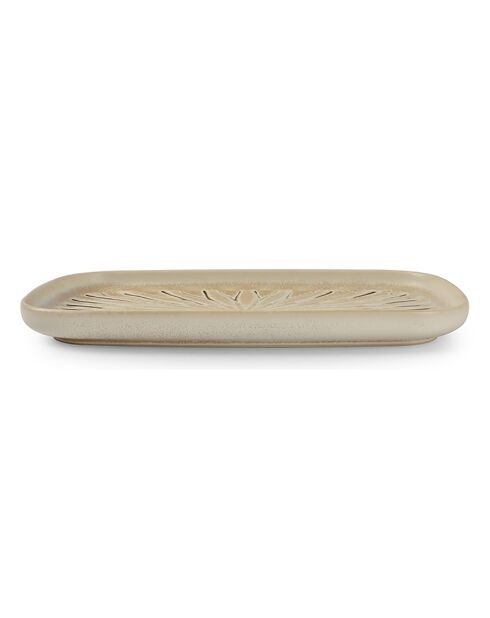 4 Assiettes rectangulaires en Porcelaine Orion blanc/brun - D.25 cm