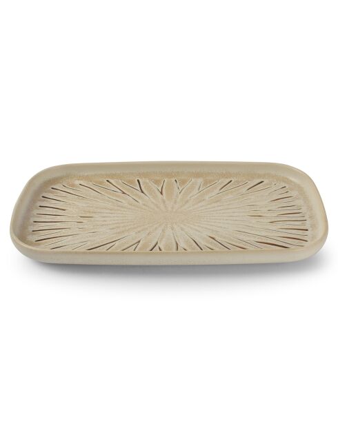 4 Assiettes rectangulaires en Porcelaine Orion blanc/brun - D.25 cm