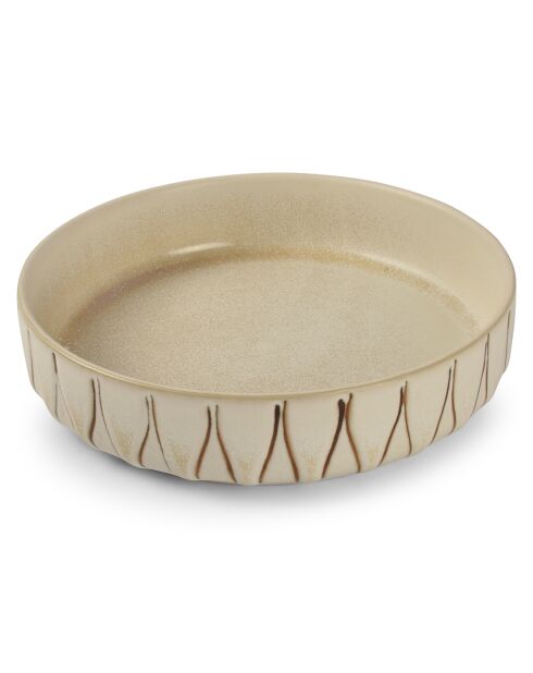 4 Assiettes creuses en Porcelaine Orion blanc/brun - D.20 cm