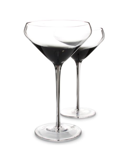 2 Verres à cocktails fumés Secrets transparent/noir - 30 cl