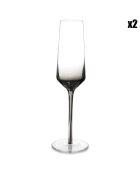 2 Flûtes à Champagne fumées Secrets transparent/noir - 23 cl