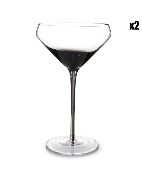 2 Verres à cocktails fumés Secrets transparent/noir - 30 cl