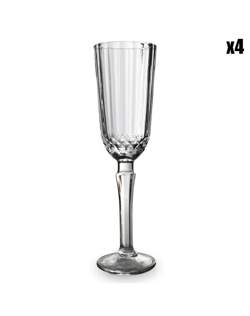 4 Flûtes à Champagne Safra transparentes - 13 cl