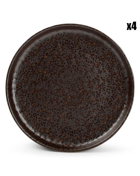 4 Assiettes dessert Tabo brun - D.22 cm