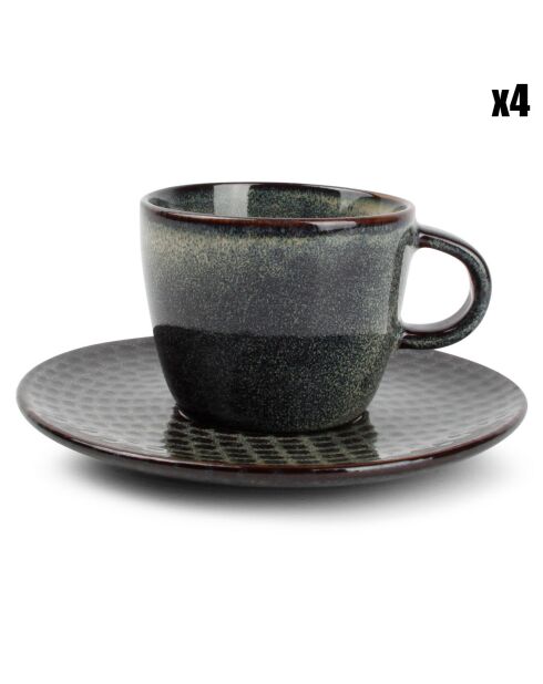 4 Tasses à expresso Stitch bleu/vert - 9 cl