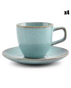 4 Tasses à café et soucoupes Mielo bleu/vert - 20 cl