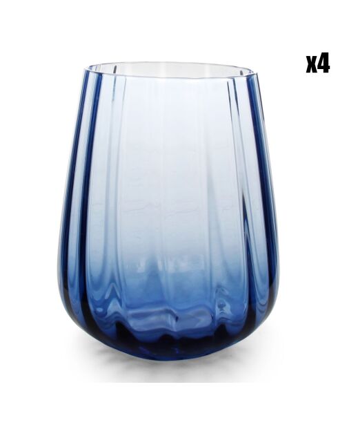 4 Verres à eau Linea bleus - 49 cl