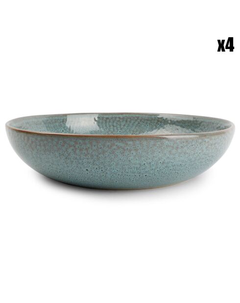 4 Assiettes creuses Mielo bleu/vert - D.21 cm