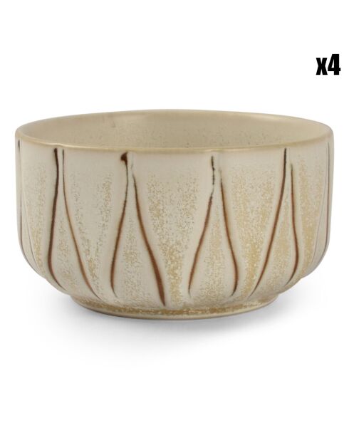 4 Bols en Porcelaine Orion blanc/brun - 26 cl
