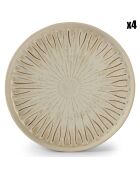 4 Assiettes dessert en Porcelaine Orion blanc/brun - D.19 cm