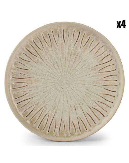 4 Assiettes dessert en Porcelaine Orion blanc/brun - D.19 cm