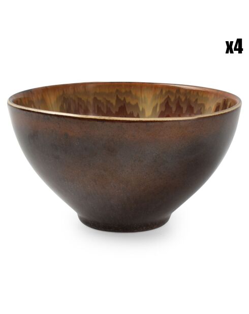 4 Bols en Porcelaine Moyo brun - 57 cl