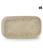 4 Assiettes rectangulaires en Porcelaine Orion blanc/brun - D.25 cm