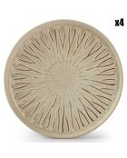 4 Assiettes plates en Porcelaine Orion blanc/brun - D.26 cm