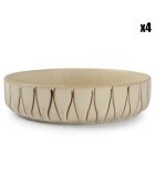 4 Assiettes creuses en Porcelaine Orion blanc/brun - D.20 cm