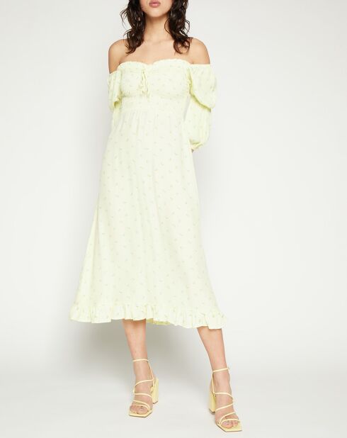 Gelbes Midikleid Nora mit Blumendruck