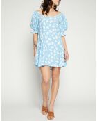Robe mini La Barben imprimée fleurs bleue