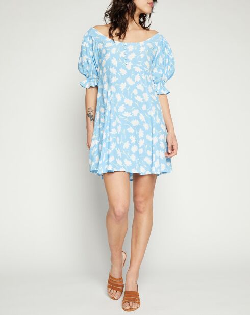 Robe mini La Barben imprimée fleurs bleue