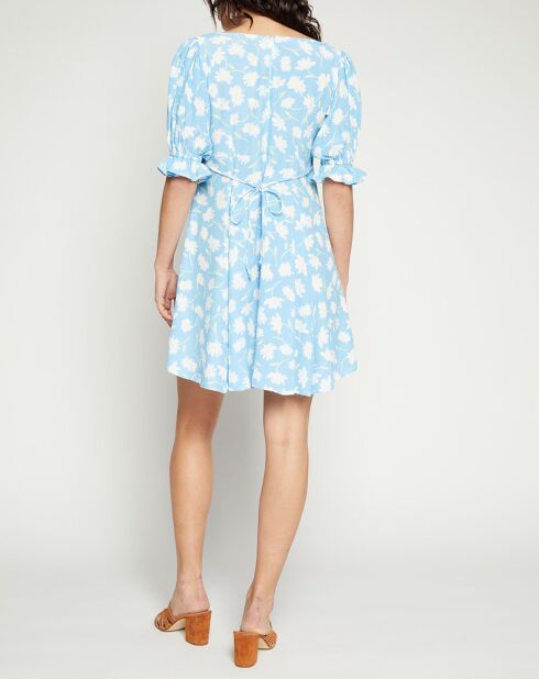 Robe mini La Barben imprimée fleurs bleue