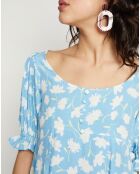 Robe mini La Barben imprimée fleurs bleue