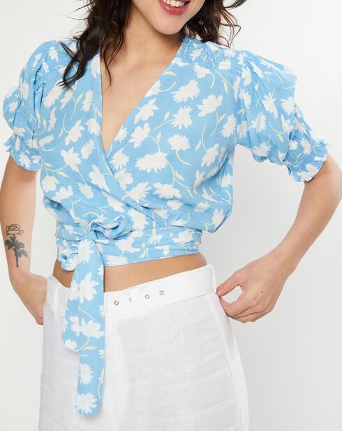 Top La Colle blu con stampa floreale