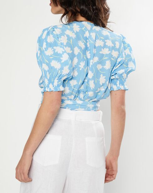 Top La Colle blu con stampa floreale