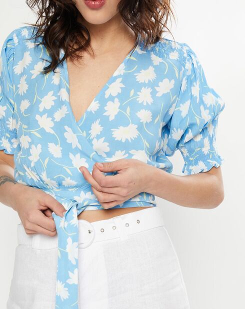 Top La Colle imprimé fleurs bleu