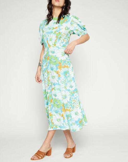 Vestido midi Beline con estampado floral azul/verde