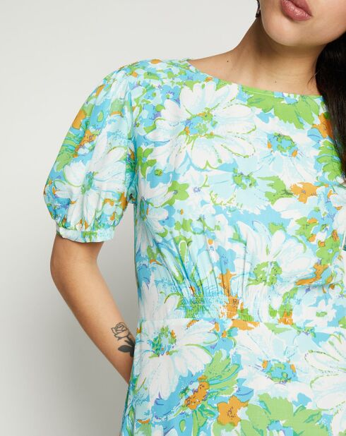 Vestido midi Beline con estampado floral azul/verde