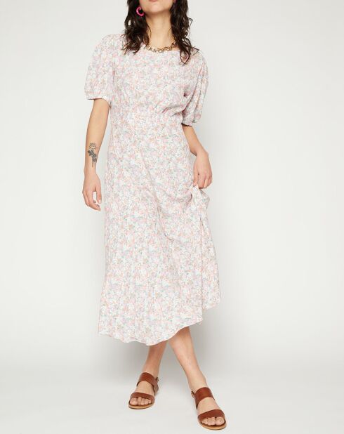 Beline midi-jurk met lichtroze bloemen