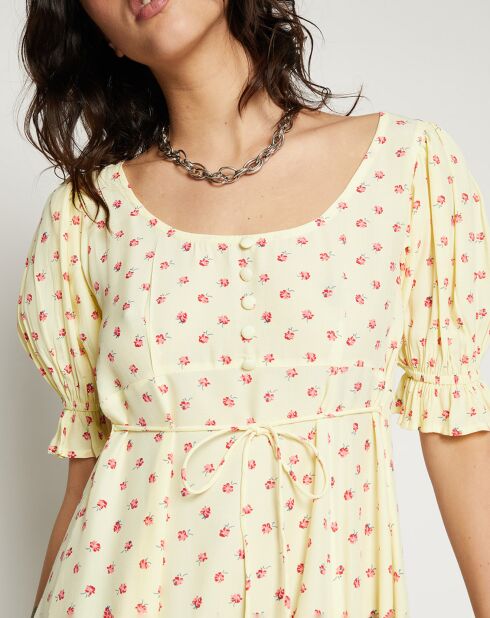 Robe midi Linniei mprimée fleurs jaune