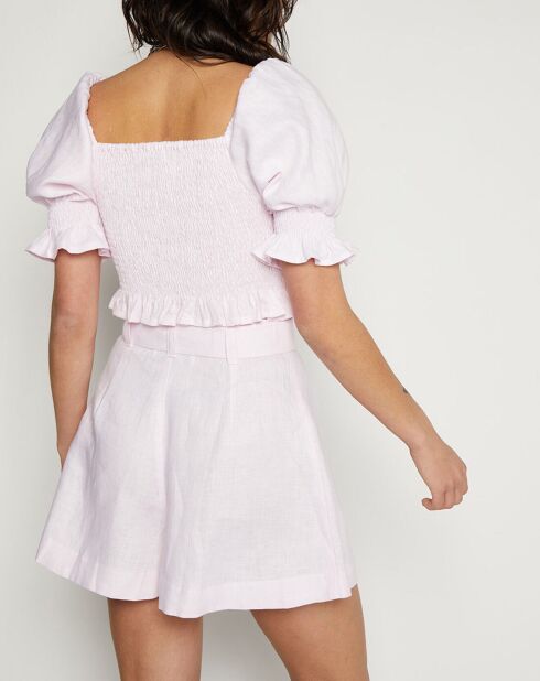 Hellrosafarbenes Lenora Top aus 100% Leinen
