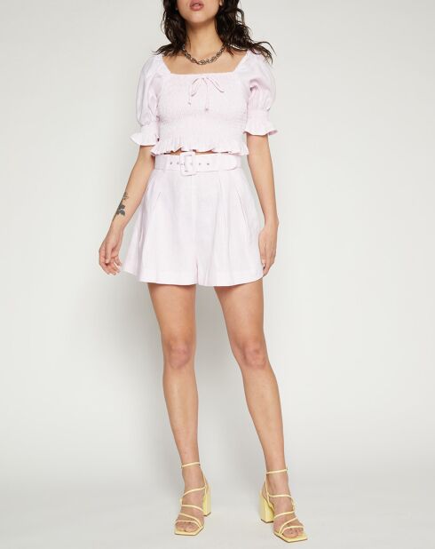 Hellrosafarbenes Lenora Top aus 100% Leinen