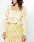 Top Ella imprimé fleurs jaune