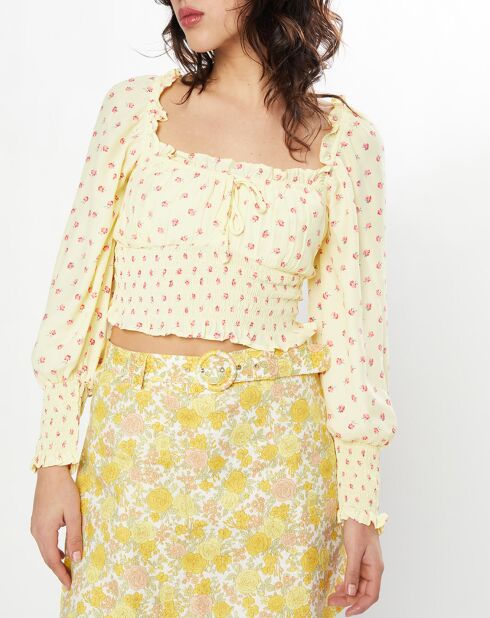 Top Ella imprimé fleurs jaune