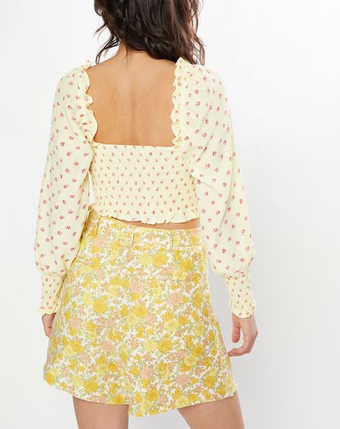 Top Ella imprimé fleurs jaune