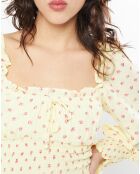 Top Ella imprimé fleurs jaune