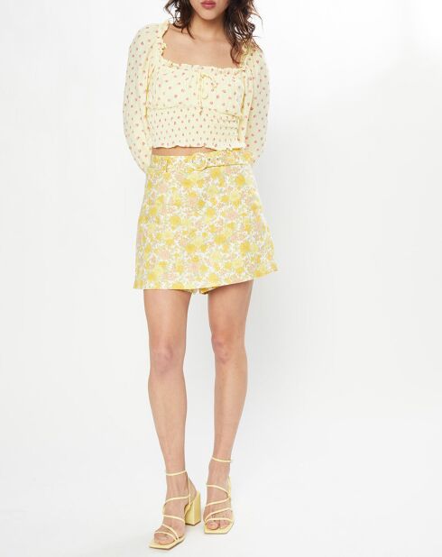 Top Ella imprimé fleurs jaune