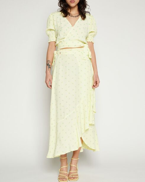 Jupe Aubrie imprimée fleurs jaune