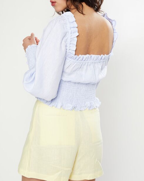 Top 100% Lin Bel Rose bleu clair