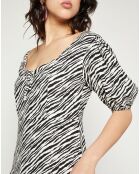 Robe midi Gabriela imprimée zèbre noir/blanc
