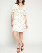 Robe mini Palma imprimée fleurs écrue