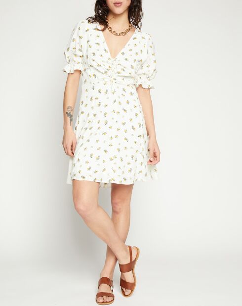 Robe mini Palma imprimée fleurs écrue
