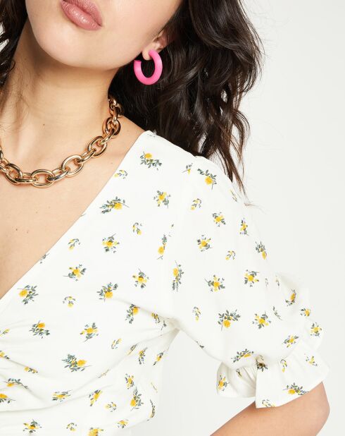 Robe mini Palma imprimée fleurs écrue