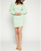 Robe mini Cosima imprimée fleurs vert clair
